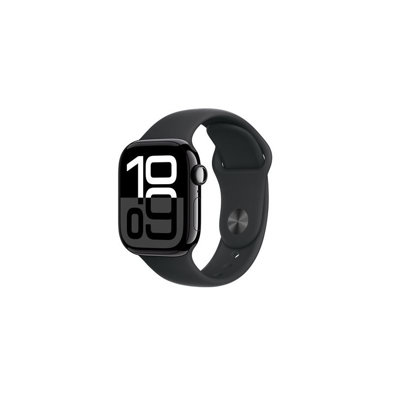 Apple Watch Series 10 GPS 42mm Boîtier en Aluminium Noir de Jais avec Bracelet Sport Noir S M