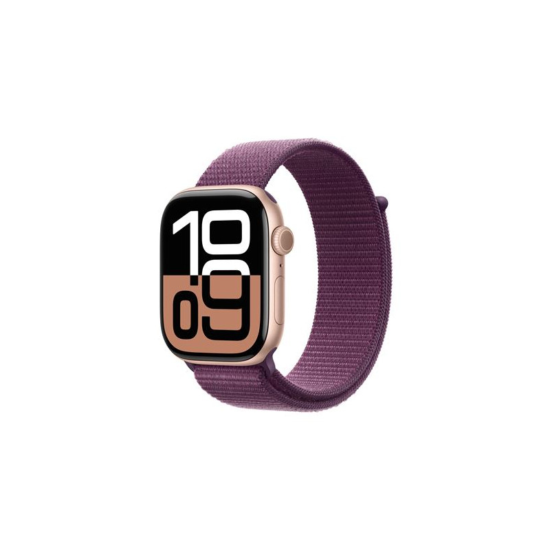 Apple Watch Series 10 GPS 46mm Boîtier en Aluminium Rose Gold avec Boucle Sport Prune