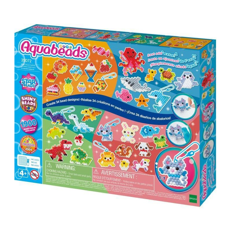 Le coffret créatif 4 en 1 - AQUABEADS - 35072 - 1900 perles pour créations a vaporiser