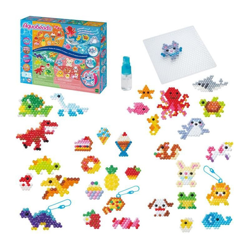 Le coffret créatif 4 en 1 - AQUABEADS - 35072 - 1900 perles pour créations a vaporiser