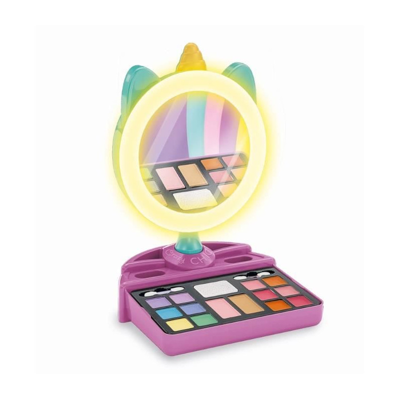 CLEMENTONI - Miroir de maquillage licorne - Anneau lumineux - Maquillage et accesoires cheveux et ongles - Des 7ans