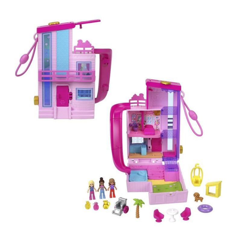 Polly Pocket-Maison de Reve Barbie-Coffret avec 3 mini-figurines HWP11