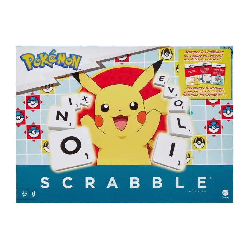 Scrabble Pokémon-Jeu de société familial avec 2 modes de jeu HXT27