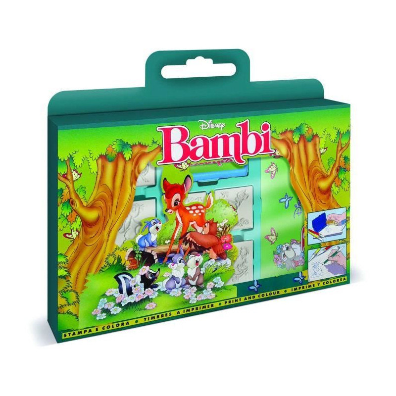 Coffret de tampons - MULTIPRINT - 7769 - Bambi - 7 tampons bois et latex, feutres Giotto, album coloriage