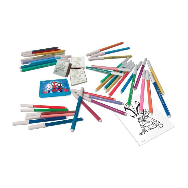 Coffret coloriage - MULTIPRINT - 18135 - 60 feutres 4 tampons Spidey et ses Amis