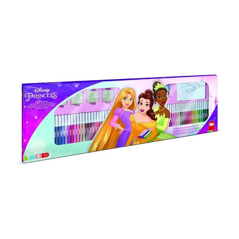 Coffret coloriage - MULTIPRINT - 18660 - 60 feutres 4 tampons Princesses Disney