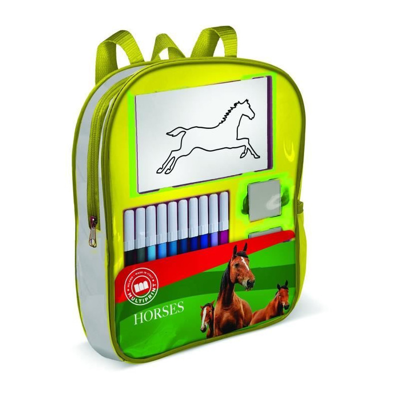 Sac a dos garni - MULTIPRINT - 24895 - 4 tampons Les Chevaux