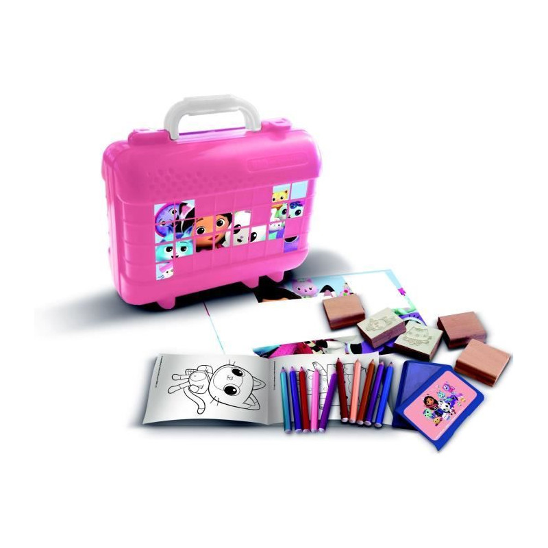 Travel Set - MULTIPRINT - 42117 - 5 tampons Gabby et la Maison magique, 10 crayons