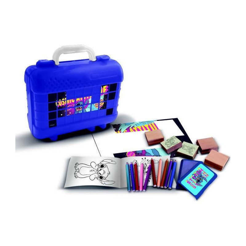 Travel Set - MULTIPRINT - 42134 - 5 tampons Stitch, 10 crayons