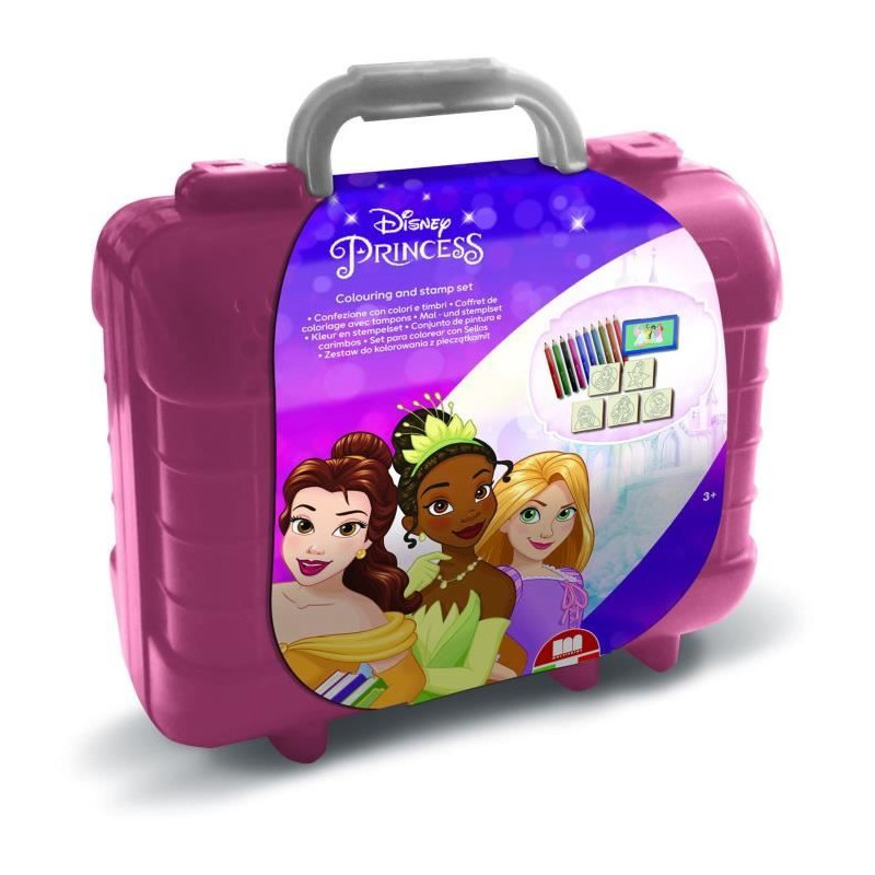 Travel Set - MULTIPRINT - 42660 - 5 tampons Princesses Disney, 10 crayons