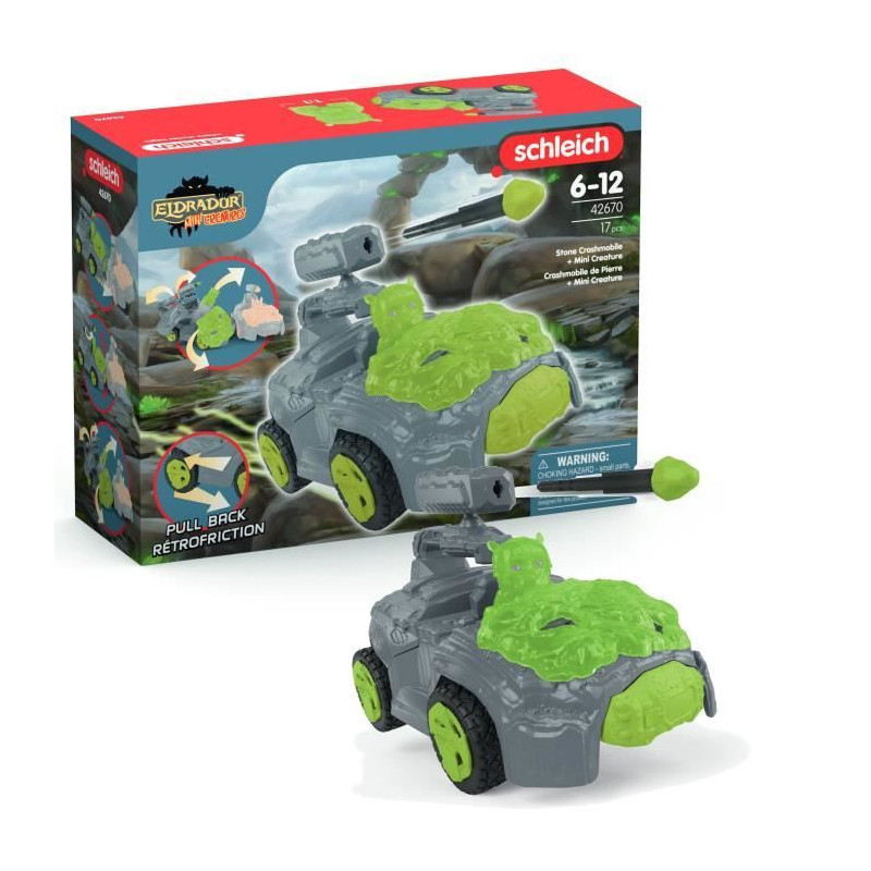 Crashmobile de Pierre avec Mini Creature, Coffret voiture avec figurine fantastique, Schleich 42670 Eldrador Creatures