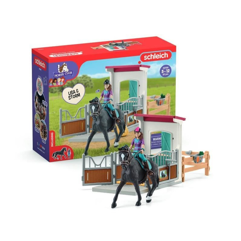 Horse Box Lisa et Storm, Figurine cheval et accessoires, SCHLEICH 42709 Horse Club, des 5 ans