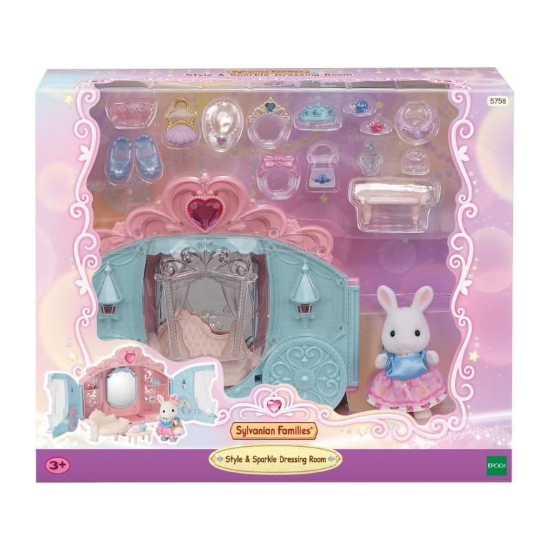 Coffret de Jeu - SYLVANIAN FAMILIES - Dressing de Princesse - Carrosse et Fille Lapin Neige