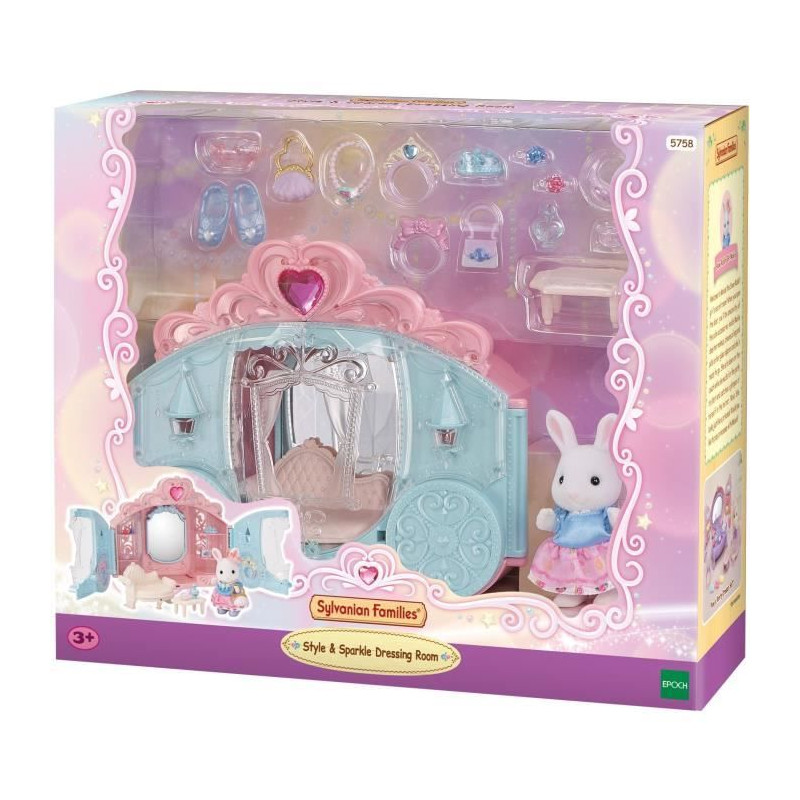 Coffret de Jeu - SYLVANIAN FAMILIES - Dressing de Princesse - Carrosse et Fille Lapin Neige