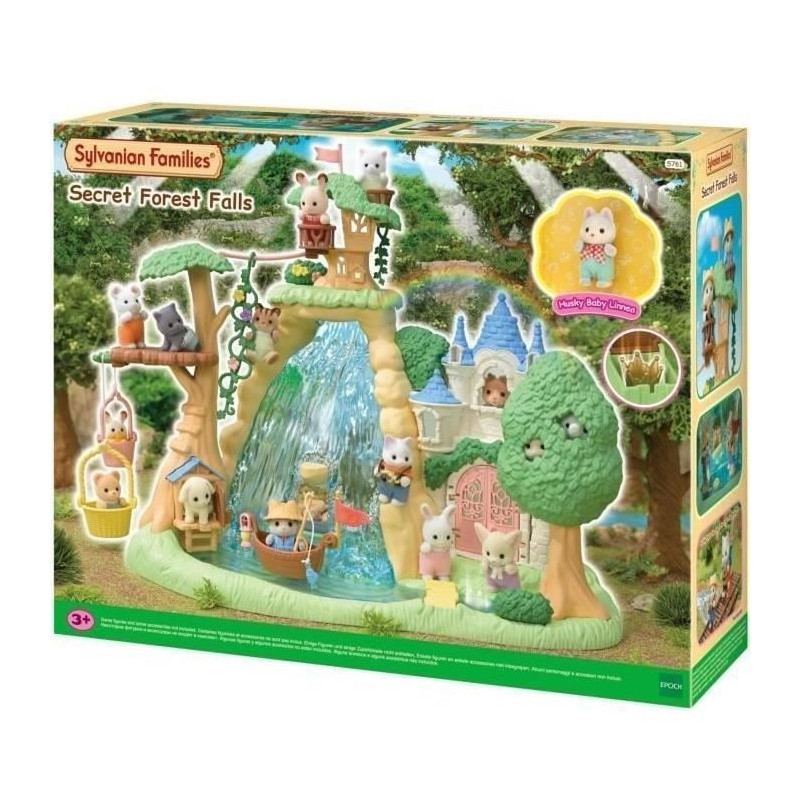 Jeu de Figurines - SYLVANIAN FAMILIES - Bébé Husky et Trésor Caché - Château et Coffre-Fort