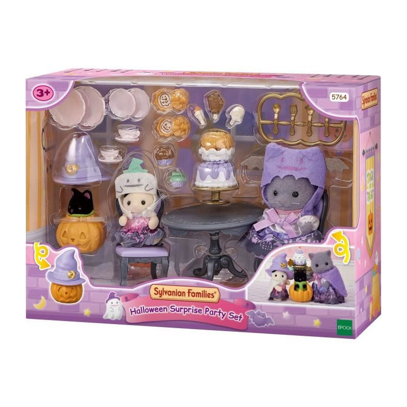 Coffret Halloween - SYLVANIAN FAMILIES - 3 Figurines Déguisées - Mobilier et Goûter d'Halloween