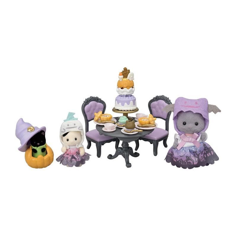 Coffret Halloween - SYLVANIAN FAMILIES - 3 Figurines Déguisées - Mobilier et Goûter d'Halloween