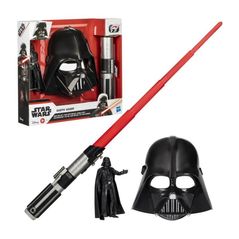 Pack Côté obscur Dark Vador, sabre laser rouge, masque Dark Vador et figurine de 15 cm, accessoire, des 4 ans, Star Wars