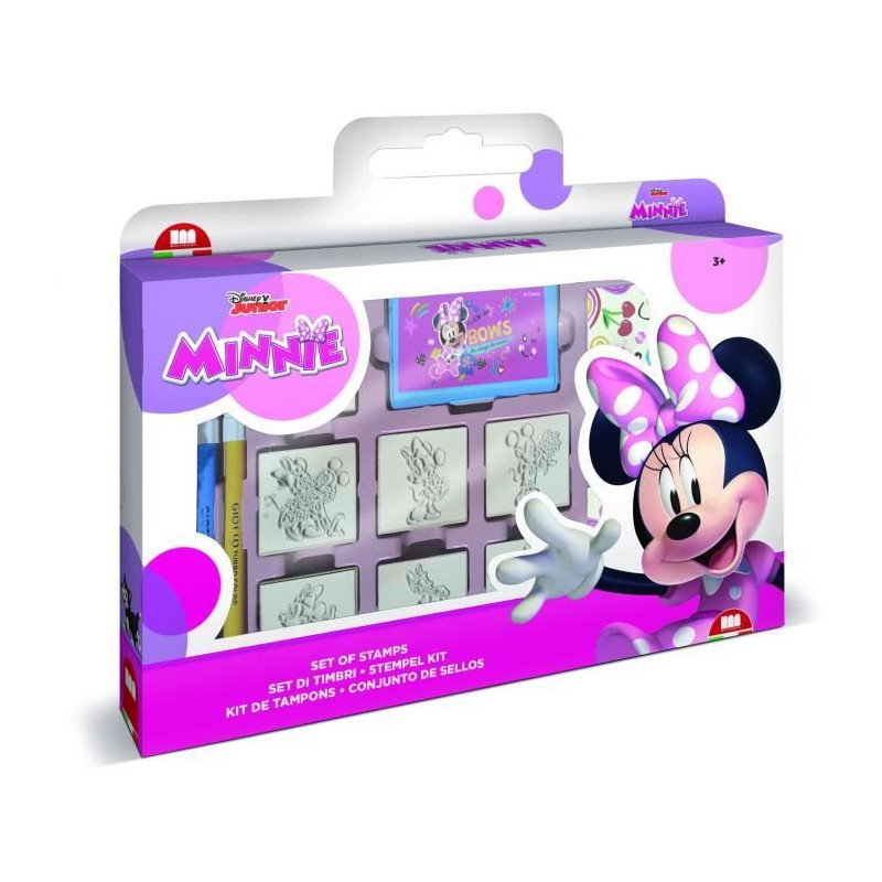 Coffret de tampons - MULTIPRINT - 7866 - Minnie - 7 tampons bois et latex, feutres Giotto, album coloriage