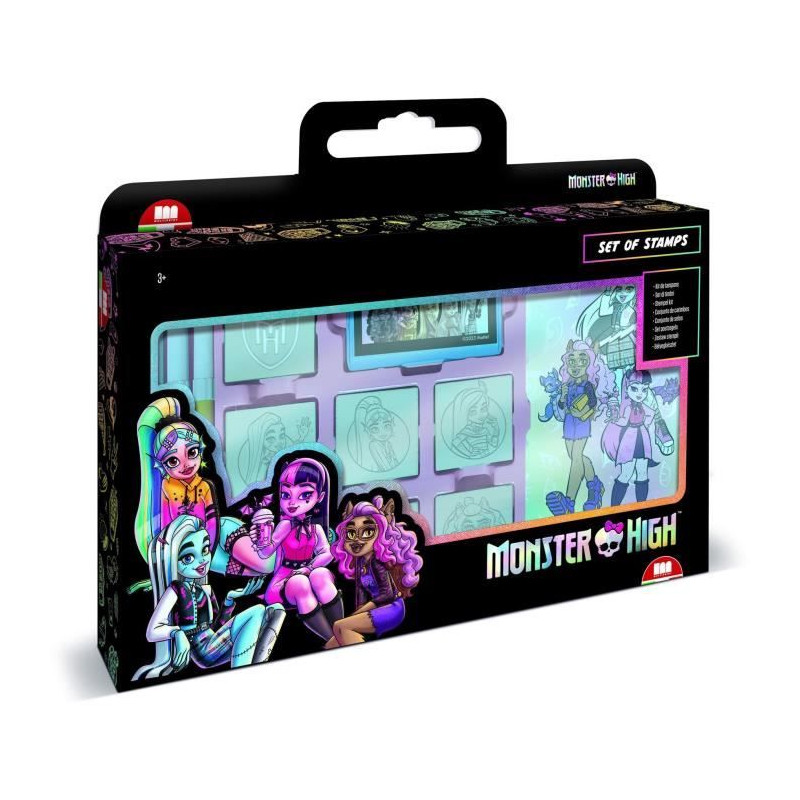 Coffret de tampons - MULTIPRINT - 7869 - Monster High - 7 tampons bois et latex, feutres Giotto, album coloriage