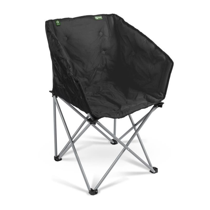 Fauteuil pliant - KAMPA - Tub Chair Eco Charcoal - Léger, matelassé rPET, noir, recyclés, acier, sac de transport, supporte 1