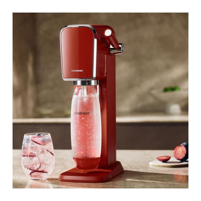 Machine a eau pétillante - SODASTREAM - ART Mandarine - Avec 1 bouteille 1L, compatible lave-vaisselle + 1 recharge de gaz 60L