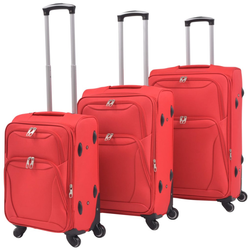 Jeu de valises souples 3 pcs Rouge