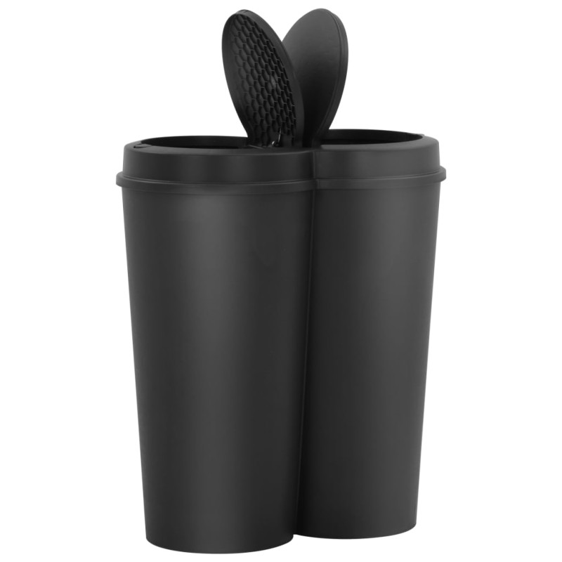 Poubelle double à ordures Noir 50 L