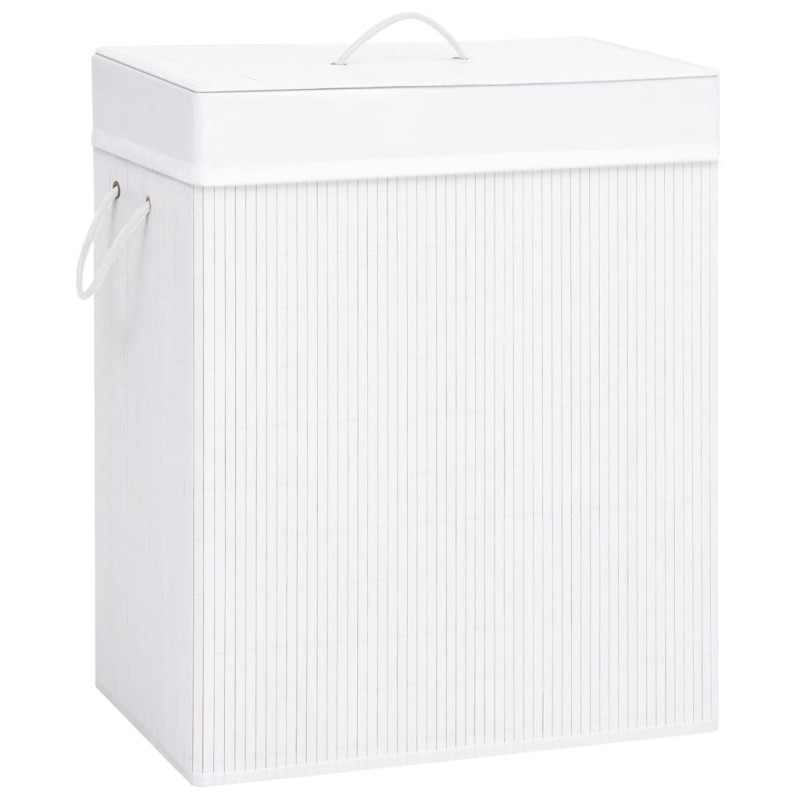 Panier à linge avec une seule section bambou blanc 83 L