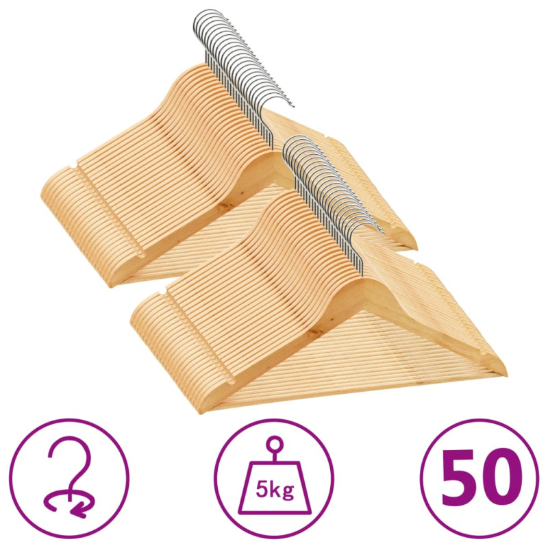 Cintres antidérapants 50 pcs Bois dur