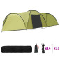 Tente igloo de camping 650x240x190 cm 8 personnes Vert