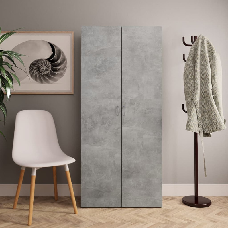 Armoire à chaussures Gris béton 80x35,5x180cm Bois d’ingénierie