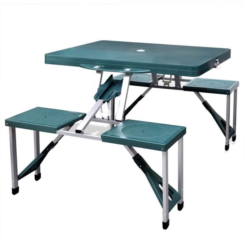 Ensemble de table pliable de camping avec 4 tabourets aluminium