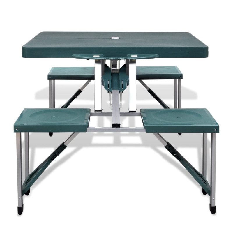 Ensemble de table pliable de camping avec 4 tabourets aluminium