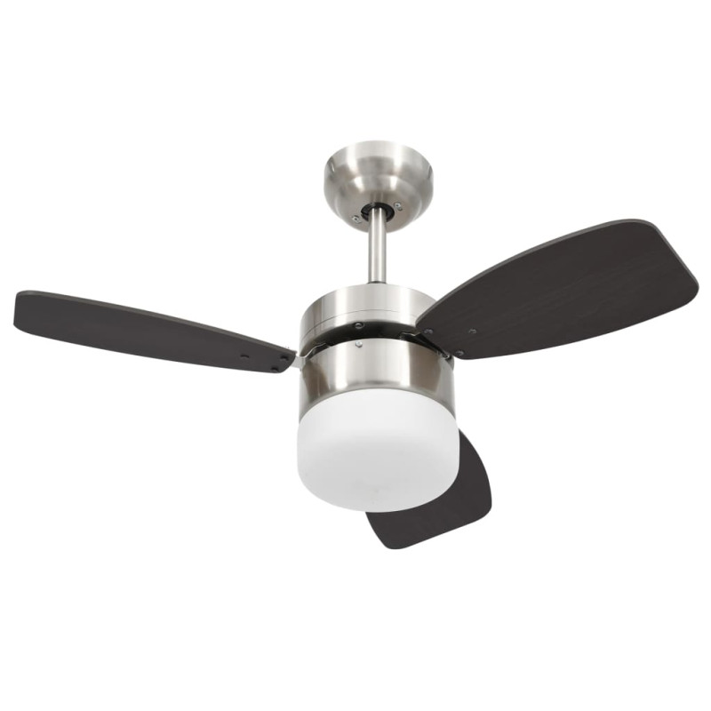 Ventilateur de plafond lampe et télécommande 76 cm Marron foncé