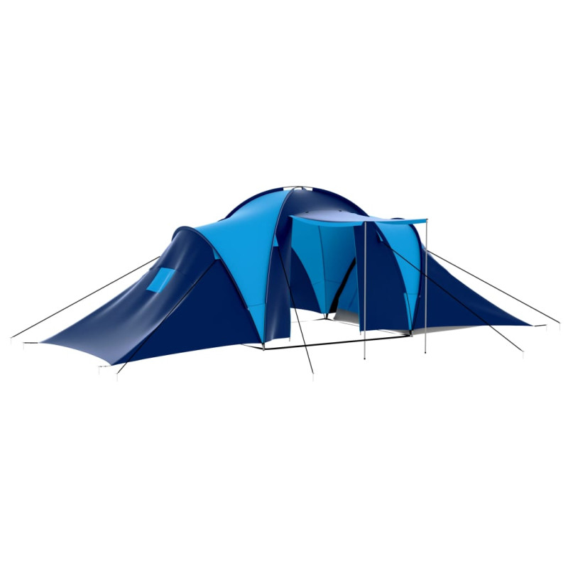 Tente de camping Tissu 9 personnes Bleu foncé et bleu