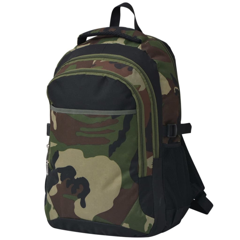 Sac à dos d école 40 L noir et camouflage