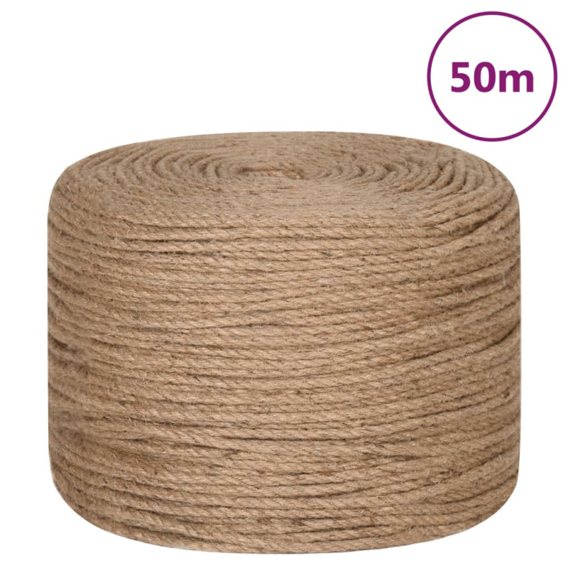 Corde de jute 50 m de long 6 mm d épaisseur