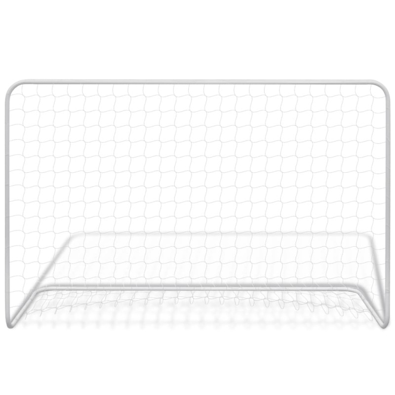 But de football avec filet 182x61x122 cm Acier Blanc