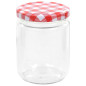 48 pcs Pots à confiture Couvercle blanc et rouge Verre 230 ml