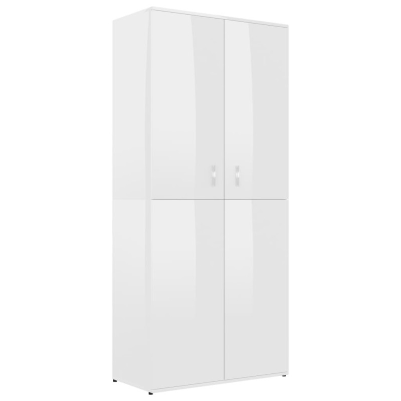 Armoire à chaussures Blanc brillant 80x39x178cm Bois ingénierie