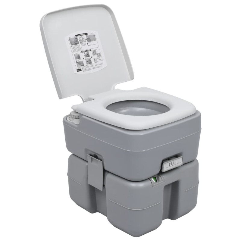 Toilette portable de camping Gris 20+10 L