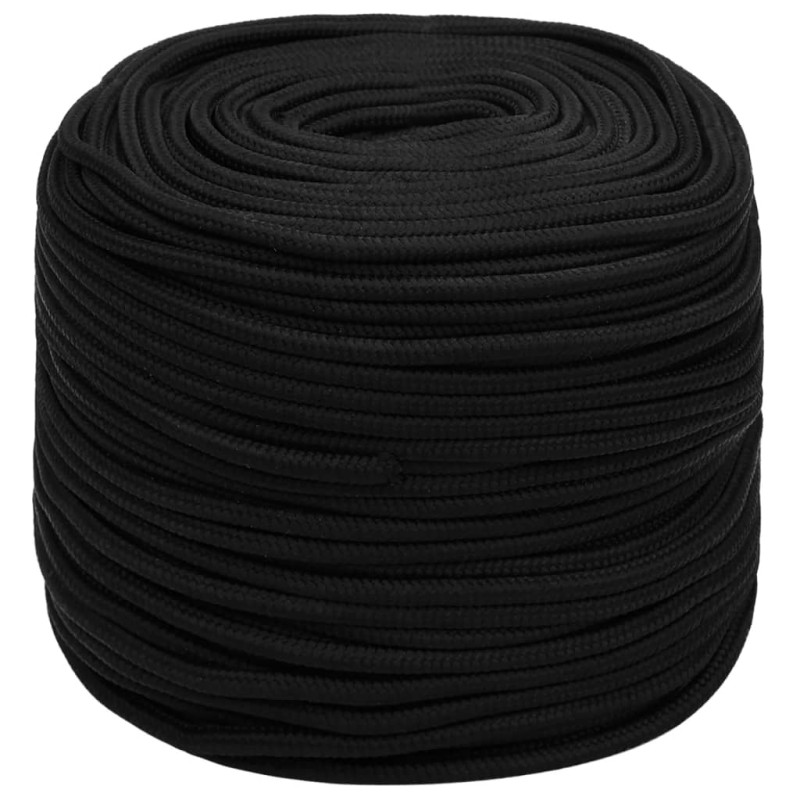 Corde de travail Noir 6 mm 50 m Polyester