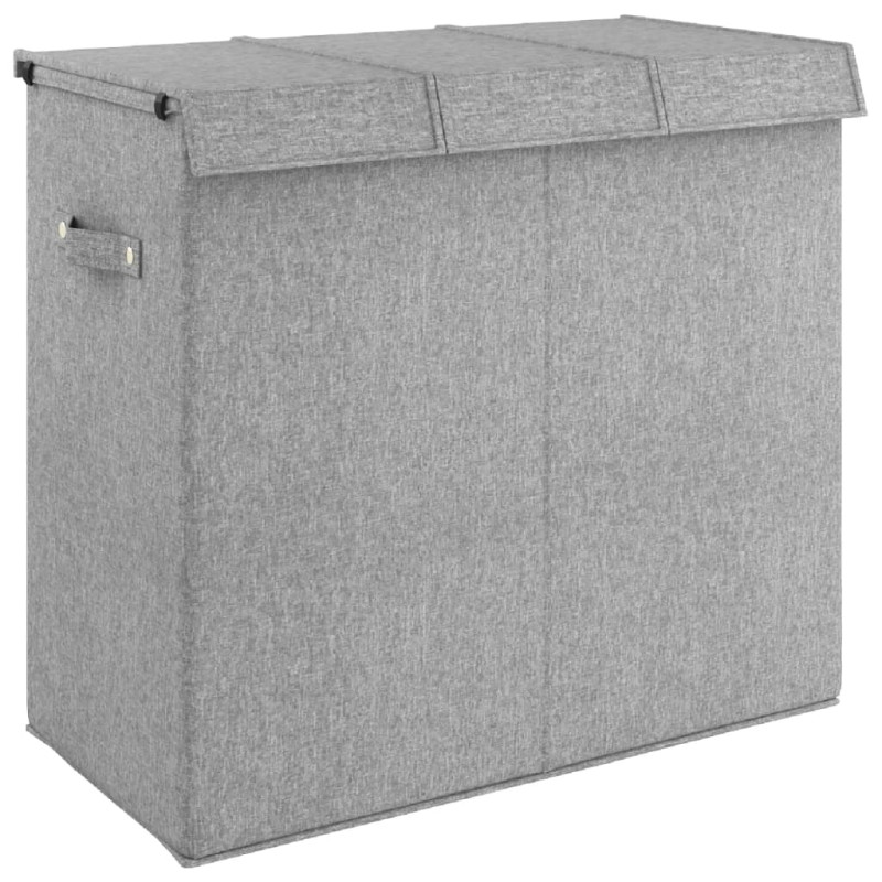 Panier à linge pliable Gris 64,5x34,5x59 cm Tissu en faux lin