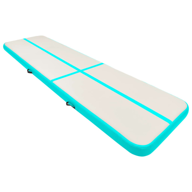 Tapis gonflable de gymnastique avec pompe 600x100x15cm PVC Vert