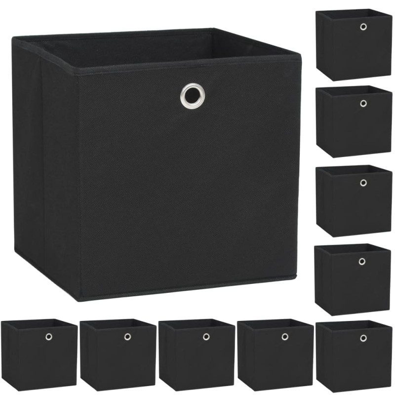 Boîte de rangement 10 pcs Tissu non tissé 32x32x32 cm Noir