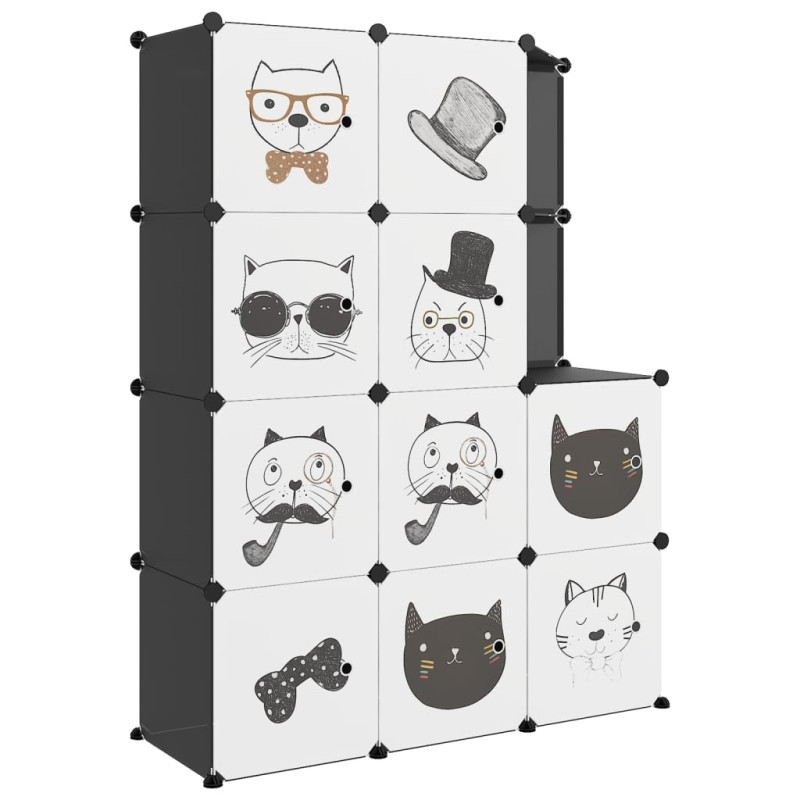 Armoire de rangement pour enfants avec 10 cubes Noir PP