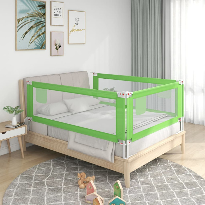 Barrière de sécurité de lit d enfant Vert 140x25 cm Tissu