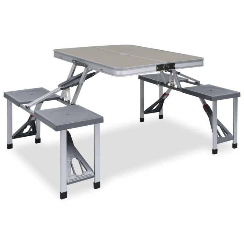 Table pliable de camping avec 4 sièges Acier Aluminium