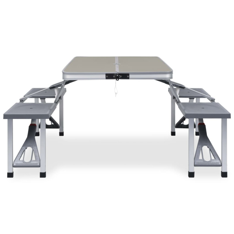 Table pliable de camping avec 4 sièges Acier Aluminium